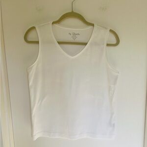 Chico's White Cotton Tank, V-Neck, Size Small‎